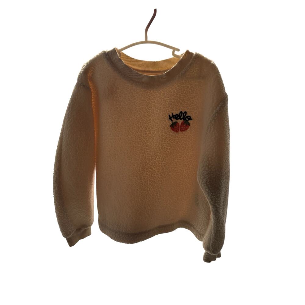 H&M Kids Teddy Fleece Sweatshirt Hello Strawberry Patch Size 4-6Y